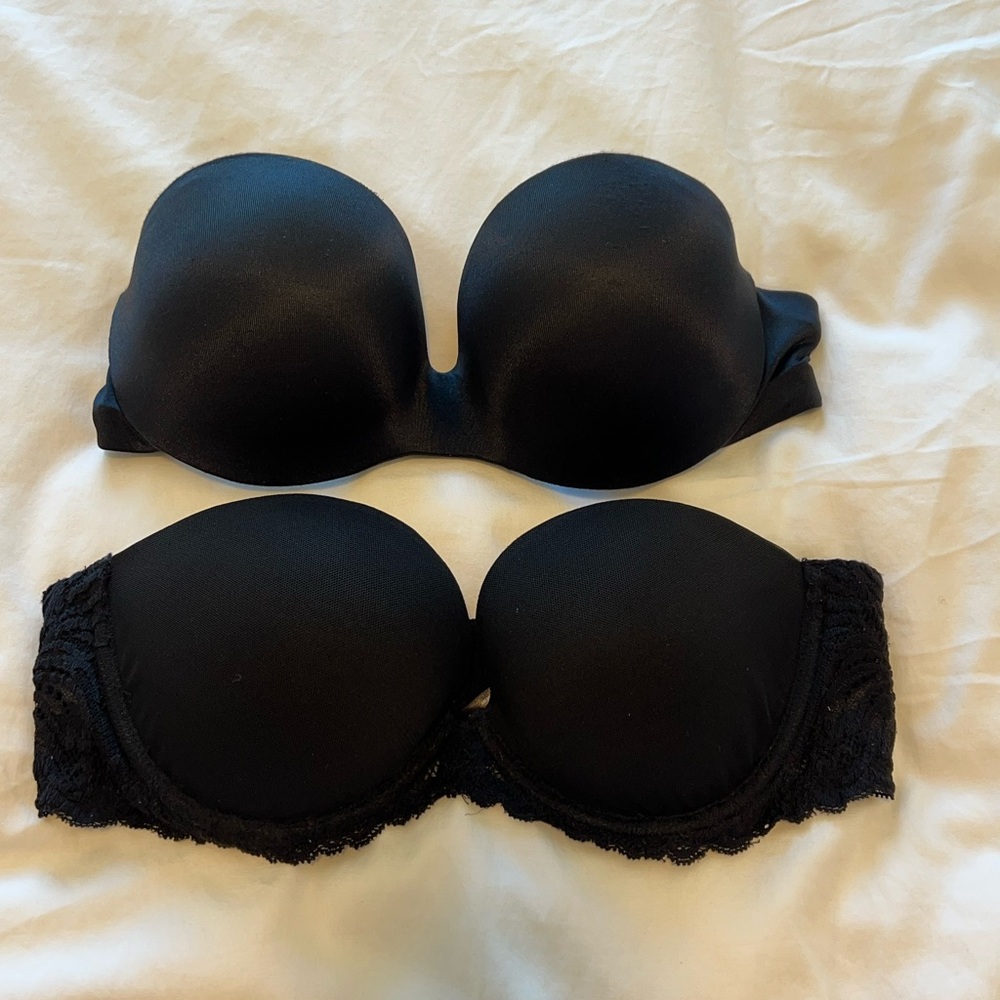 Natori Black Molded Cup Strapless Bra & La Senza Strapless bra with molded cups